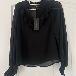 Rachel Zoe Black Ruffled Top